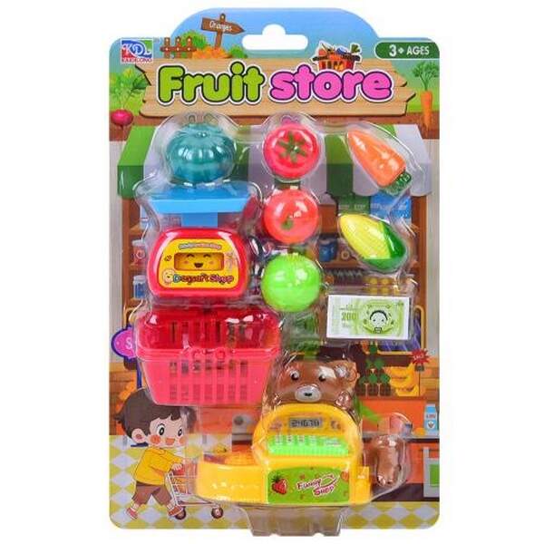 Продукти KDL99-11 (96шт) магазин, овочі, каса, сканер, ваги, корзина, гроші, на листі, 17-27,5-5см (шт.)