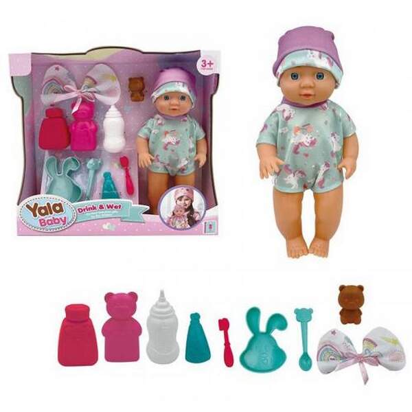 Пупс YL2425J-D (24шт) 29см, п'є-пісяє, пляшечка, флакони, посуд, зубна щітка, в кор-ці, 33-29,5-9см (шт.)