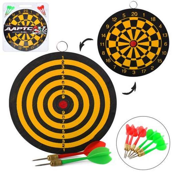 Дартс MS 4221 (24шт) 15 дюймів, дротики з голкою 6шт, двосторонній, в слюді, 39-43-2см (шт.)