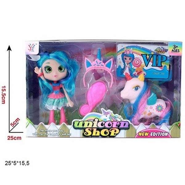 Лялька 13см B3800 з єдинорогом та аксес.2кол.кор.25*5*15,5 /72/ (шт.)