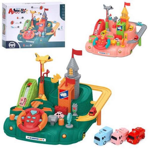 Гараж A333-330F (24шт) 27,5-32-22,5см, кермо, машинки, літак, 2 кольори, в кор-ці, 35,5-28-11,5см (шт.)