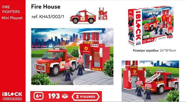 Конструктор Kids hits IBLOCK JUNIOR арт. KH43/002/1 (24шт)   FIRE 193дет., короб. 24*16*6 cm (шт.)