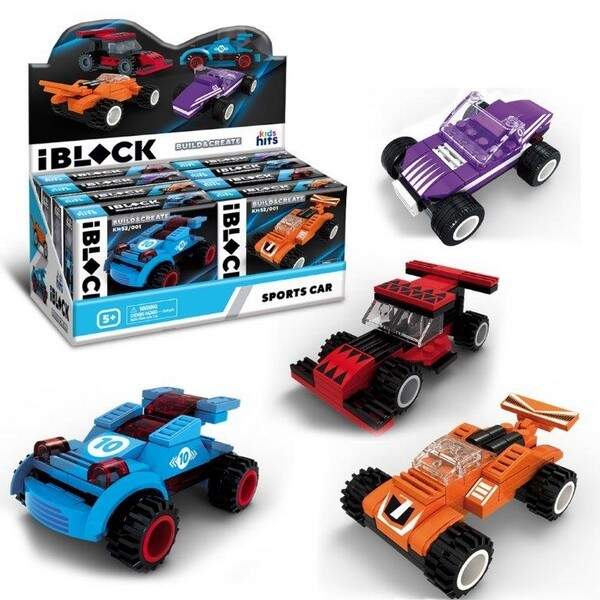 Конструктор Kids hits IBLOCK JUNIOR арт. KH52/001  (48шт)  МЕГАКАРИ 6уп по 8шт  4види,43-55дет.,р-р (шт.)