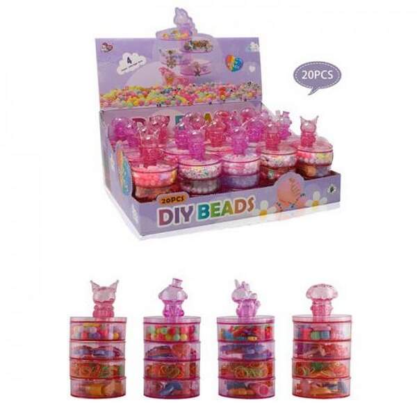 Набір для творчості LD6514-4 (160шт) набір для плетіння прикрас, намистини, резинки, скринька, помад (шт.)