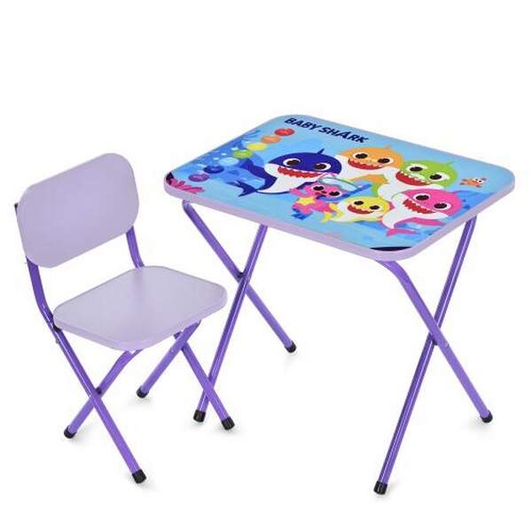 Столик M 5960-9 (1шт) 59,5-44см, 1 стільчик, складний, в кор-ці, 65-55,5-7см, BS, кольори, фіолетови (шт.)