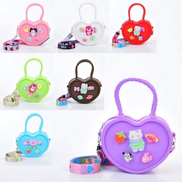 Сумочка T00256 (80шт) 14-12,5-4,5см, серце, короткі ручки, довга ручка, застібка-блискавка, силікон, (шт.)