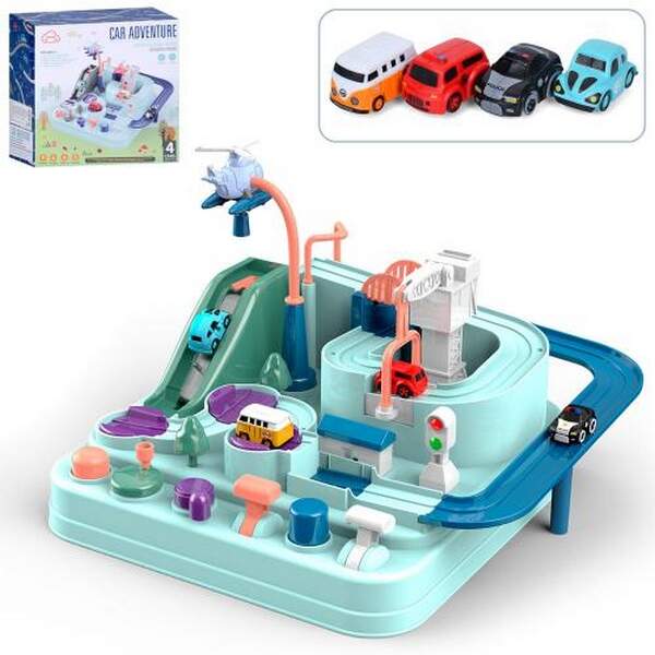 Трек T801F-1 (12шт) рухливі деталі/важелі, 4 машинки 3см, в кор-ці, 23,5-23,5-10,5см (шт.)