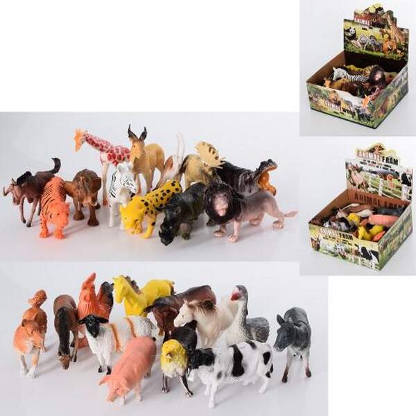Фігурка LD-608-609 (288шт) тварина, від 10см, 2 види (дикі/домашні), 12шт (12 вид) в дисплеї, 21,5-1 (шт.)
