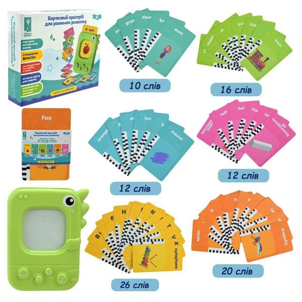Картковий пристрій арт.PL-724-01 (96 шт//2) навчання на англ., 96 учбових карток по 6 темам, короб.1 (шт.)