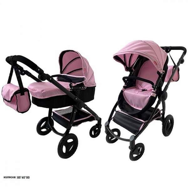 Коляска для ляльки 2в1 CARRELLO ULTRA 9696  PINK з сумкою метал.кор.51*14,5*44,5 /1/ (шт.)