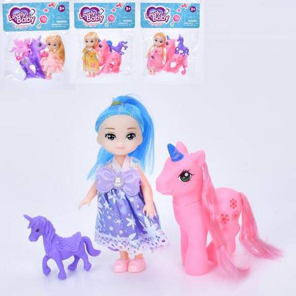 Конячка HF1043 (108шт) LP, 2шт (9см, 5см), лялька 11см, аксесуари, мікс видів, у пакеті, 17-21-5см (шт.)