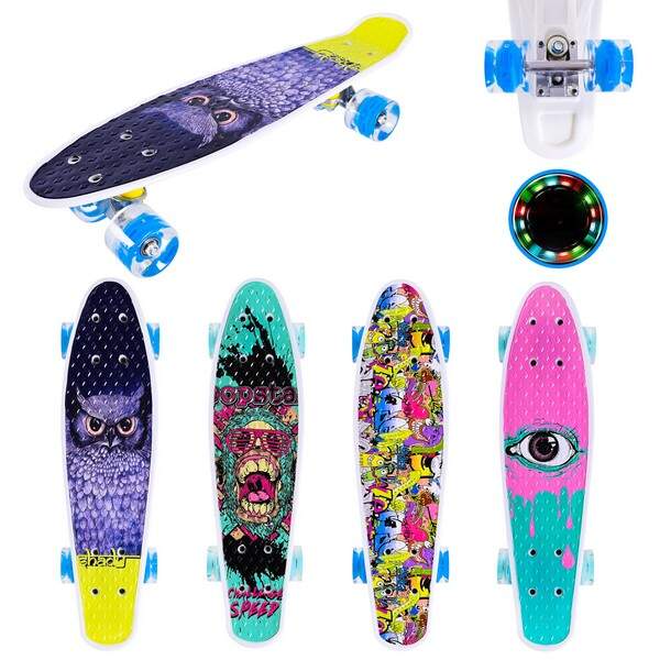 Пенні борд арт. SC25145 (8шт)   56*15 см колеса PU свiтяться,  4 види,у плівці (шт.)