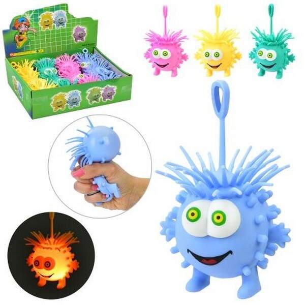 Е-їжачок MS 4292 (144шт) монстр, 8см, світло, бат(табл), 12шт(4кольори) в дисплеї, 30-10-20,5см (шт.)