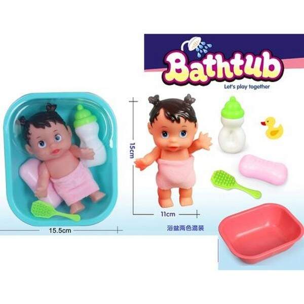 Лялька 669-701B2 (96шт) 15см, ванна 19см, пляшечка, аксесуари, 2 кольори, у слюді, 17,5-26-5,5см (шт.)