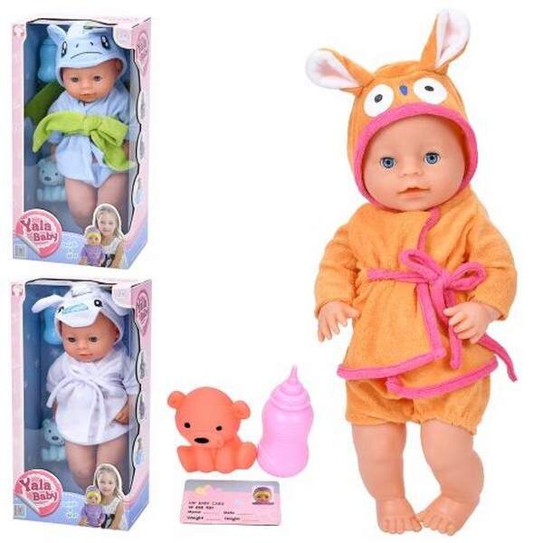 Пупс YL2440D-A-B-E (18шт) 39см, п'є-пісяє, пляшечка, тварина, 3 види, в кор-ці, 20-40-12см (шт.)
