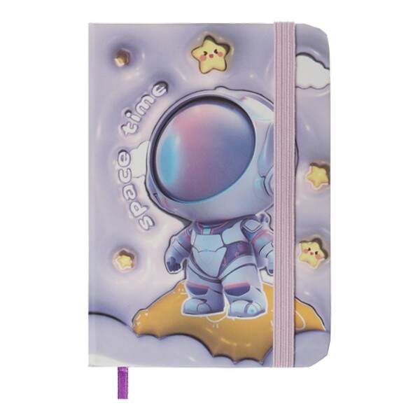 Книжка записна ASTRONAUT на гумці, А7, 80 арк., клітинка., офсет крем., тв.лам.обл., фіолетова, KIDS (шт.)