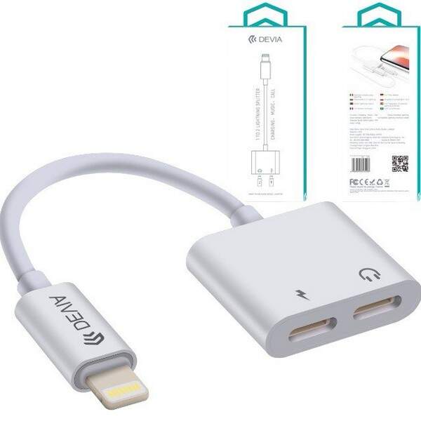 Перехідник DEVIA 2в1 iP to Dual lightning білий (4017) (шт.)