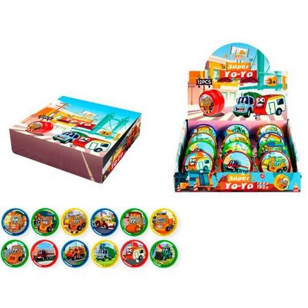 Йо-йо MR 1367-1 (72шт) 6см, принт-транспорт, світло, бат(табл), 4 кольори/мікс видів, 12шт в дисплеї (шт.)