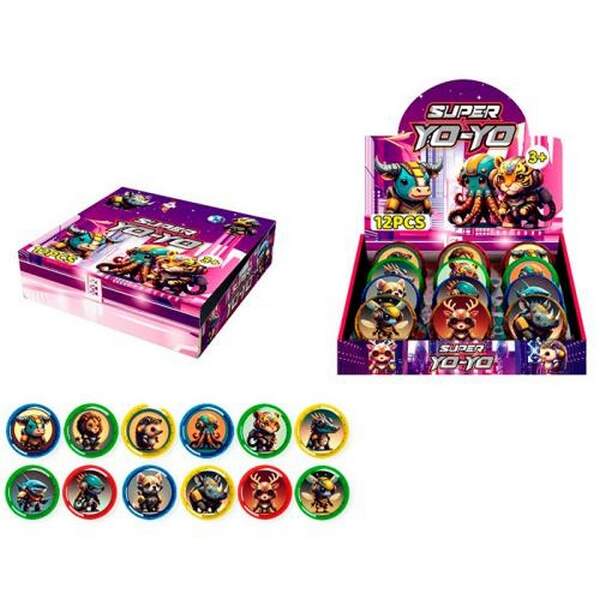 Йо-йо MR 1368-3 (72шт) 6см, принт-тварини/супергерої, світло, бат(табл), 4 кольори/мікс видів, 12шт (шт.)