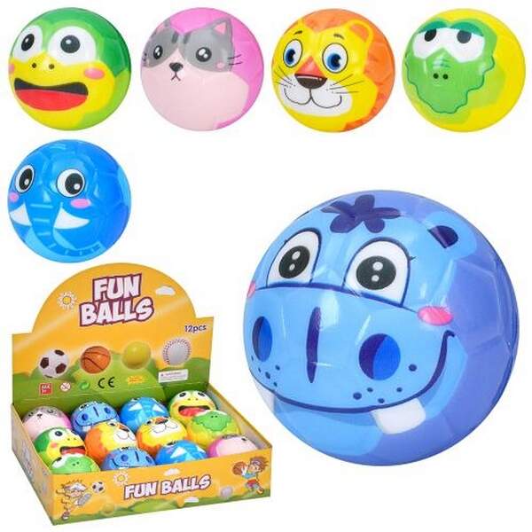 М'яч дитячий фомовий MS 4310 (108шт) 6см, 6 видів (тварини), 12шт в дисплеї, 25-19-6,5см (шт.)