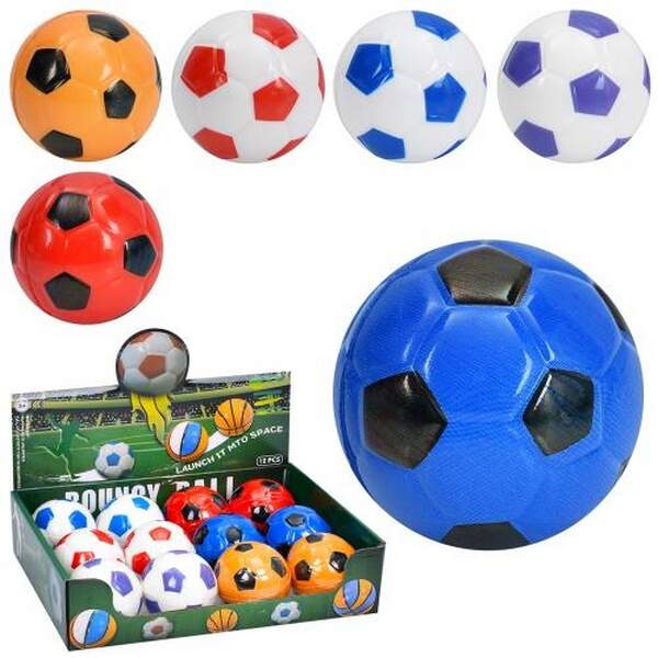 М'яч дитячий фомовий MS 4325 (72шт) 6см, футбол, пакет, 6 кольорів, 12шт в дисплеї, 25,5-19-6,5см (шт.)