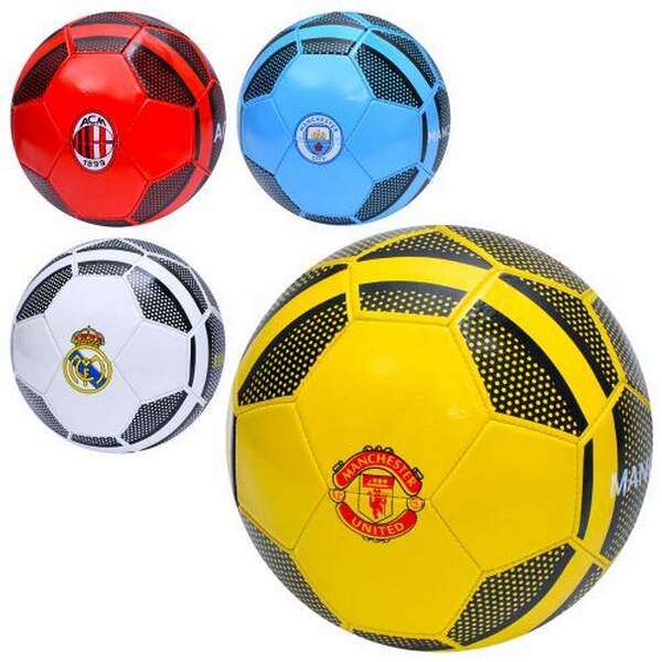 М'яч футбольний EN 3315 (30шт) розмір 5, ПВХ 1,6мм, 260-280г, 4види(клуби), у пакеті (шт.)