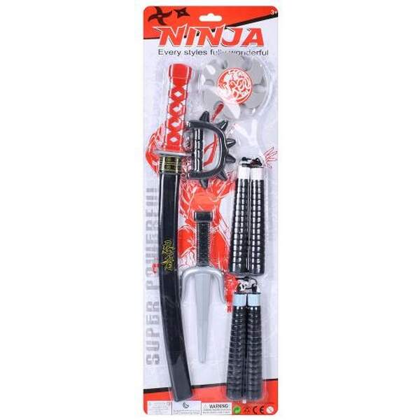 Набір зі зброєю 13WS (48шт) набір ніндзя, меч 53см, нунчаки, ніж, сюрікен EVA 2шт, на листі, 22-65-4 (шт.)