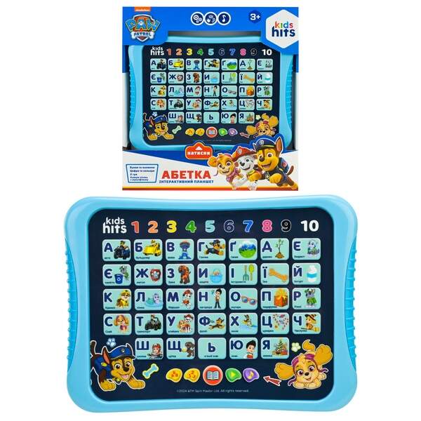 Планшет Kids Hits арт. KH01/014L (48шт)"Абетка." Paw Patrol батар., звук ,короб. 25*27*4см. (шт.)