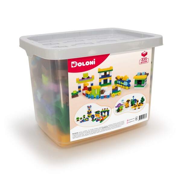 Конструктор Паркінг/Трек/Залізниця/Динозаври 335 деталей у контейнері для зберігання артикул 013999/ (шт.)