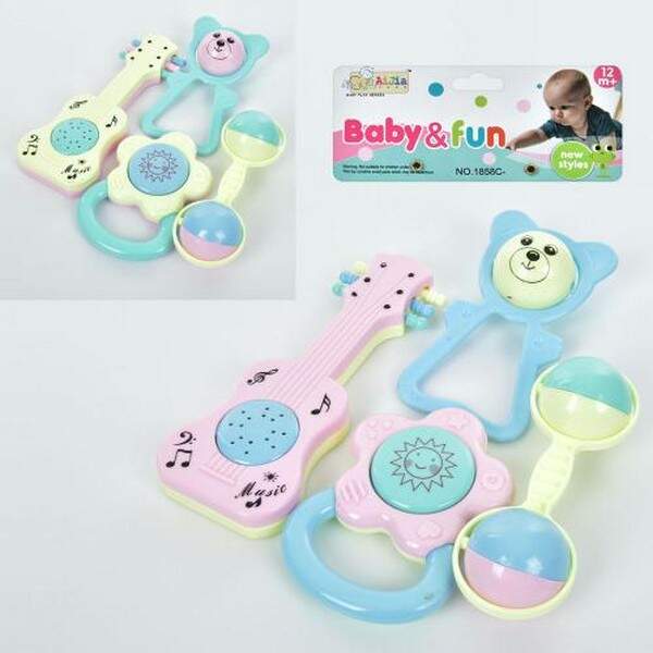 Брязкальце 1858C (120шт) від 12см, 2 кольори, 4шт.в пакеті, 15-24-4см (шт.)