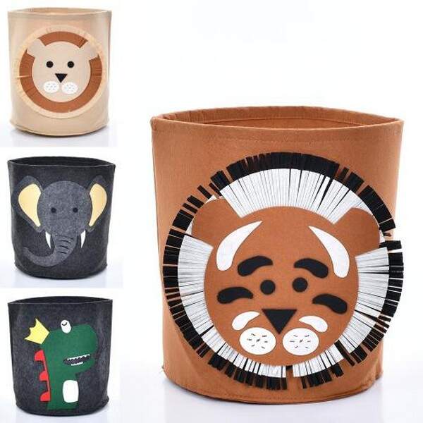 Кошик для iграшок MR 1464 (30шт) діаметр 35см, висота 36см, повсть, мікс видів(тварини), у пакеті, 5 (шт.)