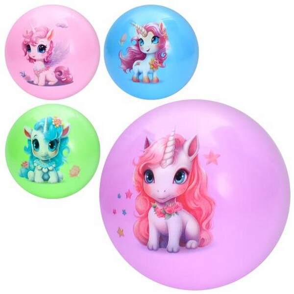 М'яч дитячий MS 4407 (144шт) 9 дюймів, 57-60г, принт-єдиноріг, мікс видів/4 кольори (шт.)