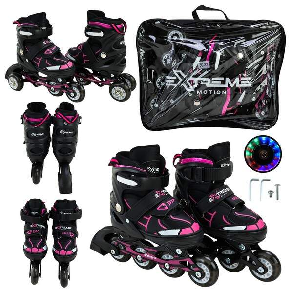 Роликові ковзани арт. RL25427 (6шт)  розмір S (30-33) колеса PU 1 світло у сумці 38*7*31 см (шт.)