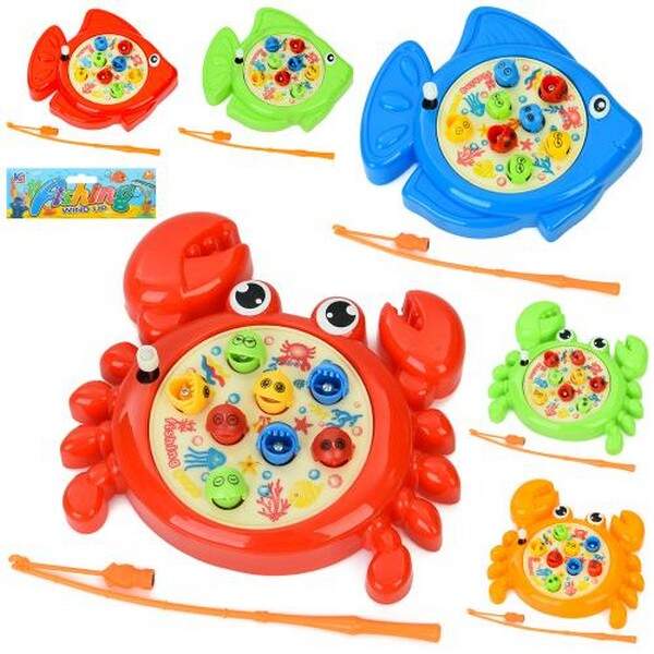 Риболовля 66681A-66682A (180шт) 1 вудка, ігрове поле-заводне (обертається), рибки 8шт, 2види (краб, (шт.)