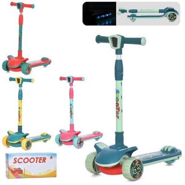 Самокат JR 3-092 (6шт) Maxi-big, метал+пл, 3 колПУ,2 пер.110мм-світло, задн 75мм-світло, підніжка 30 (шт.)