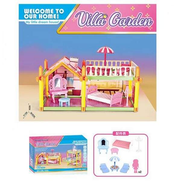 Будиночок ABL1055 (48шт) 36,5-17-в18см, меблі, лялька 9см 2шт, 65дет, в кор-ці, 38-23,5-8см (шт.)