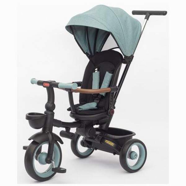 Велосипед MT 1038 Mint grey (1шт) 3 колеса EVA, поворотн, складний, батьківська ручка, багажник,корз (шт.)