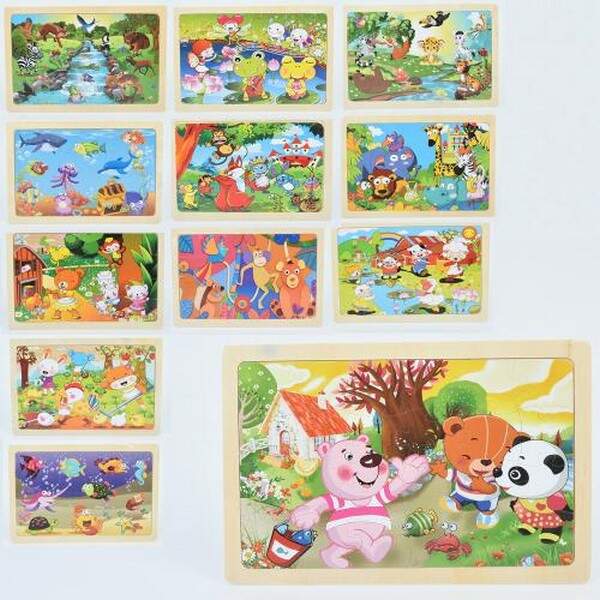 Дерев'яна іграшка Пазли MD 1535 (100шт) 24дет, мікс видів, у пакеті, 22,5-15-0,5см (шт.)