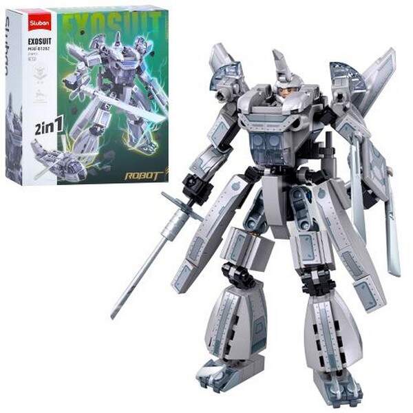 Конструктор SLUBAN M38-B1282 (32шт) 2в1 (робот 16,7см, вертоліт), фігурка, 218дет, в кор-ці, 22-23,5 (шт.)