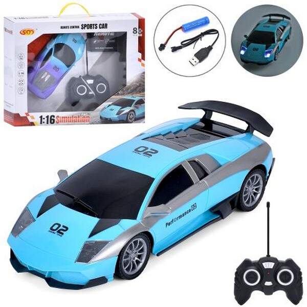 Машина 2256-58 (18шт) р/к, акум, 27см, 1:16, світло, гумові колеса, USBзарядне, 2 види, в кор-ці, 43 (шт.)