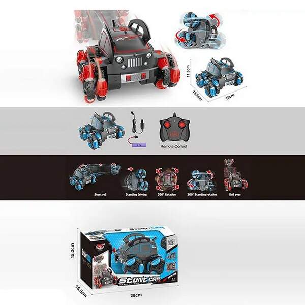 Машинка SY042F (12шт) р/к2,4G, акум, 14см, трюкова, оберт360, USBзарядне, 2 кольори, в кор-ці, 28,5- (шт.)