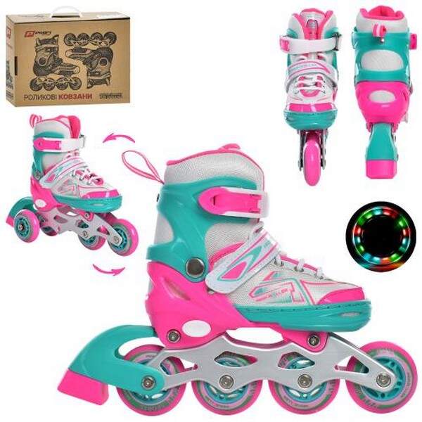 Ролики A 4148-XS-PBL (27-30) (1шт) роздв, шнур + бакля, ал.рама,колПУ64мм-1св,комбо,кор.34,5-27-10см (шт.)