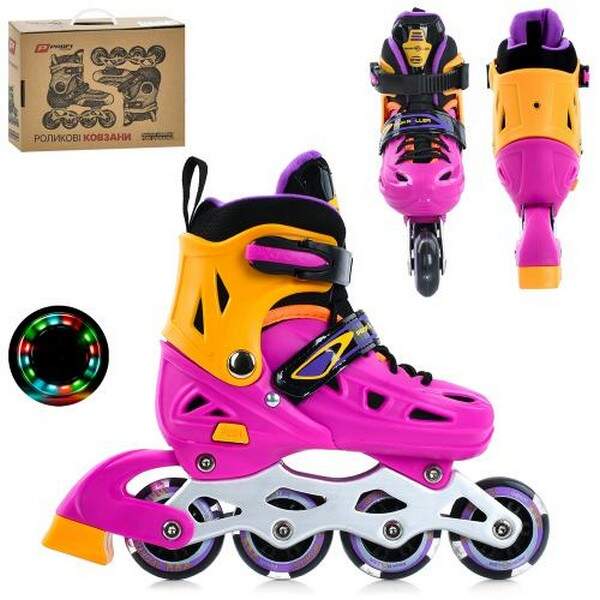 Ролики A4151-S-V  (31-34) (1шт) розсувні, шнурівка+бакля,алюм.рама,колесаПУ64мм світло, устілка 20см (шт.)