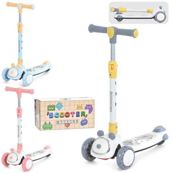 Самокат JR3-145 (6шт) Mini, метал+пластик, 3 кол ПУ,2пер 113мм, задн.75мм, світло, кермо-3пол(56см/6 (шт.)