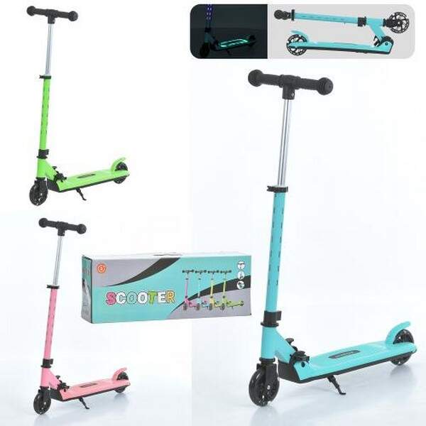 Самокат SR2-086 (6шт) метал+пластик, 2колесаПУ, переднє 110мм світло, заднє 110мм світло, музика, св (шт.)