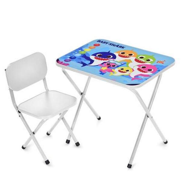 Столик M 5960-1 (1шт) 59,5-44см, 1 стільчик, складний, в кор-ці, 65-55,5-7см, BS, кольори, білий (шт.)