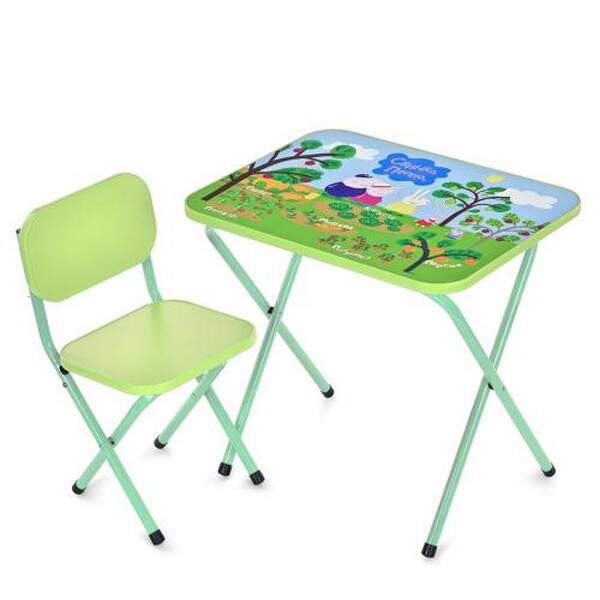 Столик M 5963-5 (1шт) 59,5-44см, 1 стільчик, складний, в кор-ці, 65-55,5-7см, PP, овочі-фрукти, лайм (шт.)