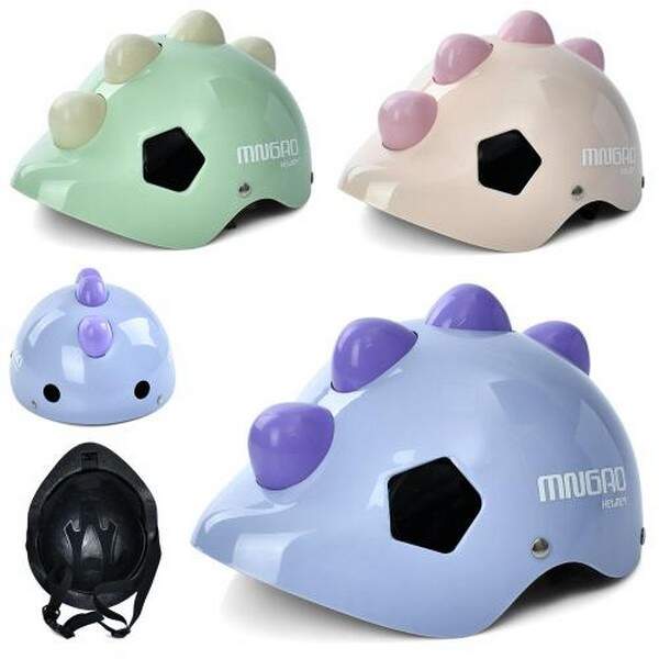 Шолом MS 4887 (12шт) 26-21-16см, динозавр, світло, 3 кольори, на бат-ці, у пакеті (шт.)