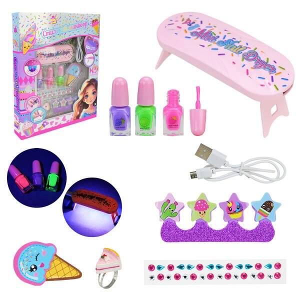 Іграшковий набір косметики арт. UKR2404 (24шт)    укр. паковка, неонові лаки в асортименті, лампа су (шт.)