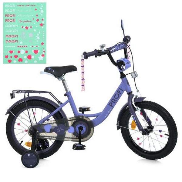 Велосипед дитячий PROF1 18д. MB 18043-1 (1шт) PRINCESS,SKD75,бузковий,дзвін.,ліхтар,багажник,дод.кол (шт.)